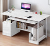 Image of Computer Laptop Desk Writing Study Table Desktop Workstation Computer Case Rack Home Office Furniture with Storage Cabinet Storage Shelves