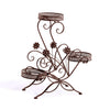 Image of Levede Flower Shape Metal Plant Stand 3 Planter Pot D?cor Corner Shelf Bronze