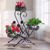 Image of Levede Flower Shape Metal Plant Stand 3 Planter Pot D?cor Corner Shelf Black