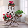 Image of Levede Flower Shape Metal Plant Stand 3 Planter Pot D?cor Corner Shelf Bronze