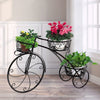Image of Levede Bicycle Shape Metal Plant Stand 3 Pots Flower Planter Corner Shelf Black