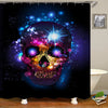 Image of 180*180cm Halloween Skull Bathroom Shower Curtain 3 Sets Decor Waterproof Fabric