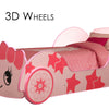 Image of New Kids Racing Car Bed Single Size, Pink Color, Children Bedroom Furniture