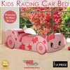Image of New Kids Racing Car Bed Single Size, Pink Color, Children Bedroom Furniture