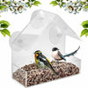 Image of Clear Acrylic Bird House Window Feeder Suction Cup Outdoor Garden Feeding Birds
