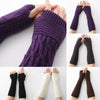 Image of Women Arm Warmer Long Gloves Fashion Fingerless Gloves Solid Color Knit Gloves