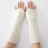 Image of Women Arm Warmer Long Gloves Fashion Fingerless Gloves Solid Color Knit Gloves