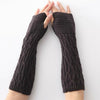 Image of Women Arm Warmer Long Gloves Fashion Fingerless Gloves Solid Color Knit Gloves