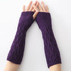 Image of Women Arm Warmer Long Gloves Fashion Fingerless Gloves Solid Color Knit Gloves