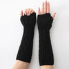 Image of Women Arm Warmer Long Gloves Fashion Fingerless Gloves Solid Color Knit Gloves