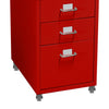 Image of 3 Tiers Steel Orgainer Metal File Cabinet With Drawers Office Furniture Red