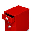 Image of 3 Tiers Steel Orgainer Metal File Cabinet With Drawers Office Furniture Red