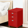 Image of 3 Tiers Steel Orgainer Metal File Cabinet With Drawers Office Furniture Red