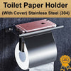 Image of 304 Stainless Steel Bathroom Toilet Paper Roll Phone Holder Shelf (with cover)