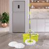 Image of Split Bucket 360 Rotating Spinning Spin Mop 2 Mop Heads Stainless Steel Wheel