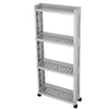 Image of 4 Layers Kitchen Storage Rack Slim Slide Tower Movable Assemble Plastic Bathroom Shelf Wheels Space Saving Organizer