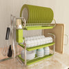 Image of 3 Tiers Kitchen Storage Dish Drainer Rack Cutlery Drying Holder Drainer Tray