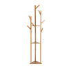 Image of Bamboo Clothes Coat Hat Rack Tree Stand Shelf Wooden Hanger Organizer 3 Layer 8 Hooks