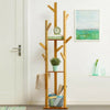 Image of Bamboo Clothes Coat Hat Rack Tree Stand Shelf Wooden Hanger Organizer 3 Layer 8 Hooks
