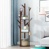 Image of Bamboo Clothes Coat Hat Rack Tree Stand Shelf Wooden Hanger Organizer 3 Layer 8 Hooks