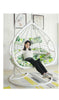 Image of Egg Chair Double Seat White with Floral Cushion PE Rattan - Auckland only