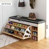 Image of 3 Tiers Shoe Rack Storage Stool Shoe Rack Cabinet Shelf Organizer Storage Bench