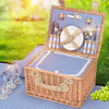Image of Deluxe 4 Person Picnic Basket Baskets Set Outdoor Corporate Blanket Park Trip