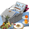 Image of Wicker 4 Person Picnic Basket Folding Handle Outdoor Corporate Gift Blanket Park