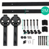 Image of 2M Antique Classic Style Single Sliding Barn Door Hardware Track Roller Kit