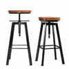 Image of 4x Levede Industrial Bar Stools Kitchen Stool Wooden Barstools Swivel Vintage