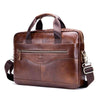 Image of Men Genuine Leather Shoulder Bag Business Travel Crossbody Messenger Handbag Briefcase