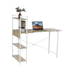 Image of Computer Laptop Desk Modern Style Computer Table Variety of Display Office Table with 4 Tiers Bookshelf Study Writing for Home Office