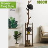 Image of Bamboo Coat Rack Hat Coat Hangers Display Floor Standing Rack 2 layers 5 hooks