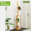 Image of Bamboo Coat Rack Hat Coat Hangers Display Floor Standing Rack 2 layers 5 hooks