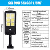 Image of Solar Powered LED COB Street Light PIR Motion Sensor Outdoor Garden Wall Lamp Remote Control