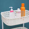 Image of 2 Tier Bathroom Laundry Clothes Baskets Bin Hamper Mobile Rack Removable Shelf