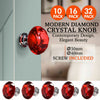 Image of 16 Pcs Red Crystal Knobs Diamond 30mm Diameter Door Cabinet Handle
