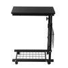 Image of C6 Free Lifting Lockable Wheel Computer Laptop Desk Carbon Steel Bracket Bedside Table Stand Mackbook Desktop Holder with Magazine Storage Slot