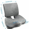 Image of Memory Foam Seat Cushion Lumbar Back Support Orthoped Office Pain Relief Grey