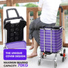 Image of Foldable Shopping Cart Trolley Stainless Steel Basket Luggage Grocery Portable