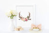 Image of Digital print, antlers print, watercolour roses print, watercolor print, antlers and roses, tribal print, floral print, instant download