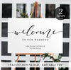 Image of Printable Wedding Welcome Sign | Editable Template Welcome Sign | Black and White Calligraphy | Instant Download | Landscape Welcome Sign