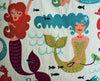 Image of Cushion cover with Mermaids . Sea Theme Cushion Cover . Embrodiered mermaids in pretty colours .This would be a perfect gift.Canvas backing