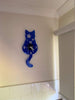 Image of Wall clock with original design of a cat with stars blue silver numbers and white arms kids bedroom home decoration