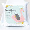 Image of Birth Stat Pillow, Birth Announcement, Swan Nursery, Swan Nursery Decor, Birth Stat Cushion, Swan Pillow, Girls Coming Home, Birth Cushion