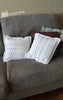 Image of White Cushion Cover "String of Pearls", approximately 38cm (15") square, crocheted with cotton-acrylic blend yarn