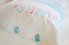 Image of Personalized baby pillow soft pink and aqua blue teal with name appliqué, custom name pillow, nursery pillow birds