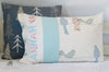 Image of Personalized baby pillow soft pink and aqua blue teal with name appliqué, custom name pillow, nursery pillow birds