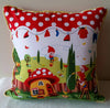 Image of Cushion cover "Gnomeville", children's room decor, nursery decor, Australian handmade