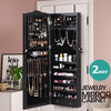 Image of Mirror Jewellery Cabinet Makeup Storage Ear Ring Necklace Box Wall Door Black AU